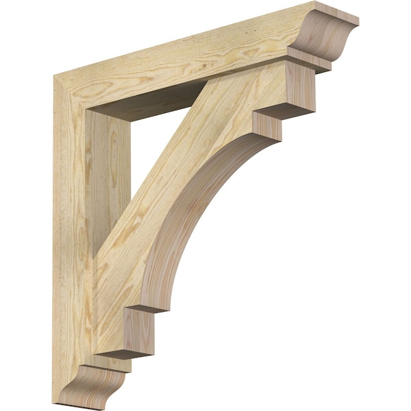 Ekena Millwork Merced Traditional Rough Sawn Bracket w/ Offset Brace, Douglas Fir, 6"W x 30"D x 30"H BKT0604X30X30MRC01RDF - main